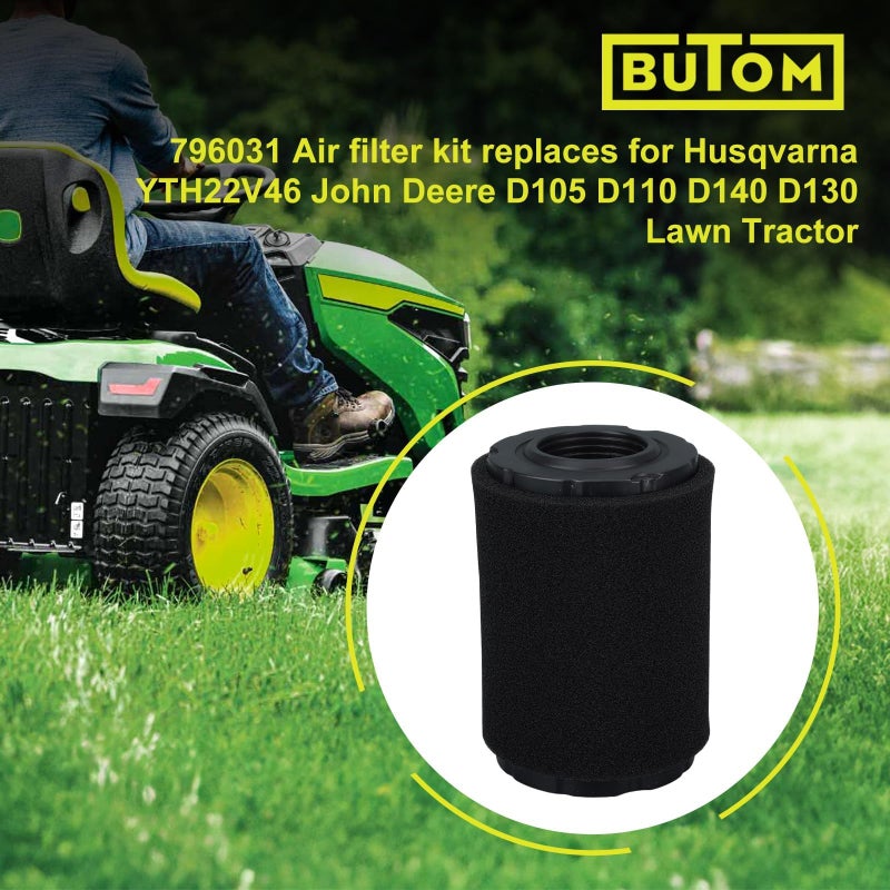 Butom 796031 594201 Air Filter for Husqvarna YTH22V46 YTA22V46 YTH24V48 YTH18542 YTA24V48 YTH24V54 Riding Mower Lawn Tractor,John Deere D100 D110 D125 D130 D140 Repalce 796031 591334 - Image 2